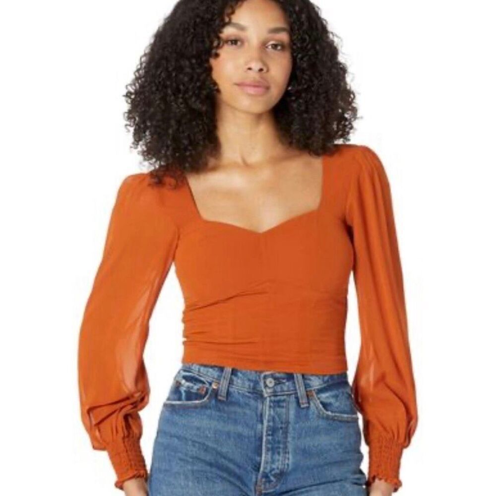 Abercombie & Fitch Sweetheart Neckline Long Sleeve Fitted Top XL